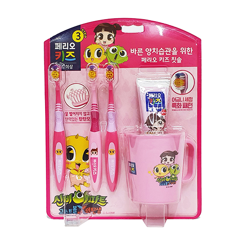 [페리오] 키즈 신비아파트 칫솔(3EA) + 양치컵(1EA) + 딸기향 치약(1EA)